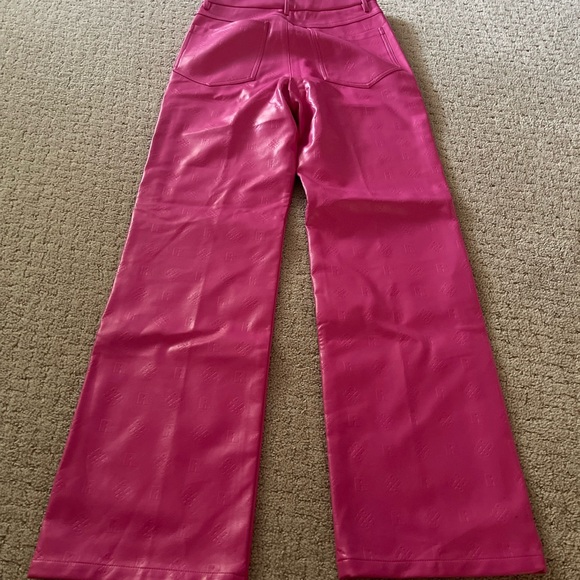 ROTATE Birger Christensen 'Rotie' Monogram Faux Leather Pink Pants 4 Bin 300 - Picture 15 of 16